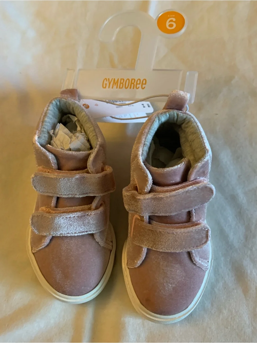 Gymboree Pink Rose Velvet High Top Stars Sneakers Size 6 NWT